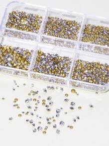 1 Hộp Móng Tay Nghệ Thuật Trang Trí Với Đế Vàng Và Trắng Ren DIY Móng Tay Quyến Rũ Móng Đá Quý Đồ Dùng Làm Móng - Nhiều màu - Xem 2