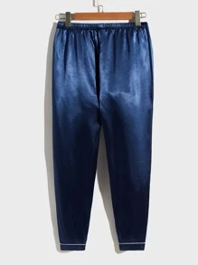 男士撞色滚边缎面睡衣套装 / 睡衣套装