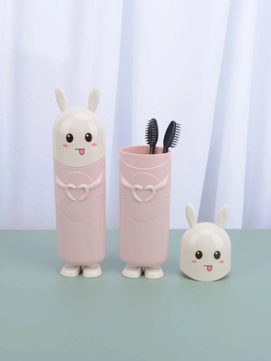 1 pieza Caja de cepillo de dientes con diseño de conejo de dibujos animados - Multicolor - Ver 1