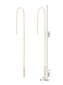 Nooxian Minimalist Threader Earrings - Yellow Gold - View 4