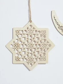 3 piezas Colgante de pared de madera Ramadán - Caqui - Ver 3