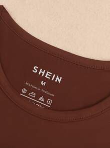 SHEIN EZwear Áo crop top họa tiết động vật và báo đốm in hình báo gêpa cho nữ - màu nâu - Xem 3