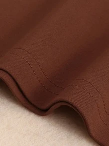 SHEIN EZwear Áo crop top họa tiết động vật và báo đốm in hình báo gêpa cho nữ - màu nâu - Xem 5