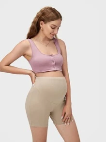 SHEIN Maternity Solid Biker Shorts