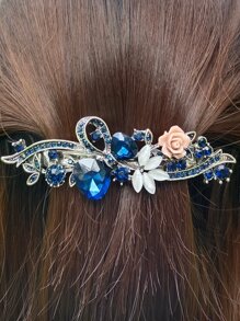 Rhinestone & Flower Decor French Clip Elegant - Multicolor - View 3