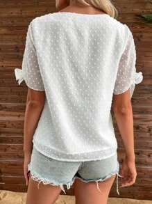 SHEIN VCAY Women Blouses Simpul Plain Boho - Putih - View 2