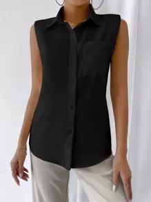 Chiquease 墊肩無袖襯衫
