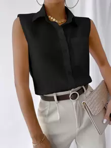 Chiquease 墊肩無袖襯衫