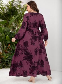 Mulvari Vestido con cinturón con estampado floral - Morado - Ver 2
