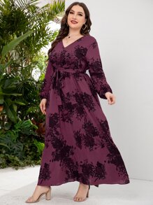 Mulvari Vestido con cinturón con estampado floral - Morado - Ver 8