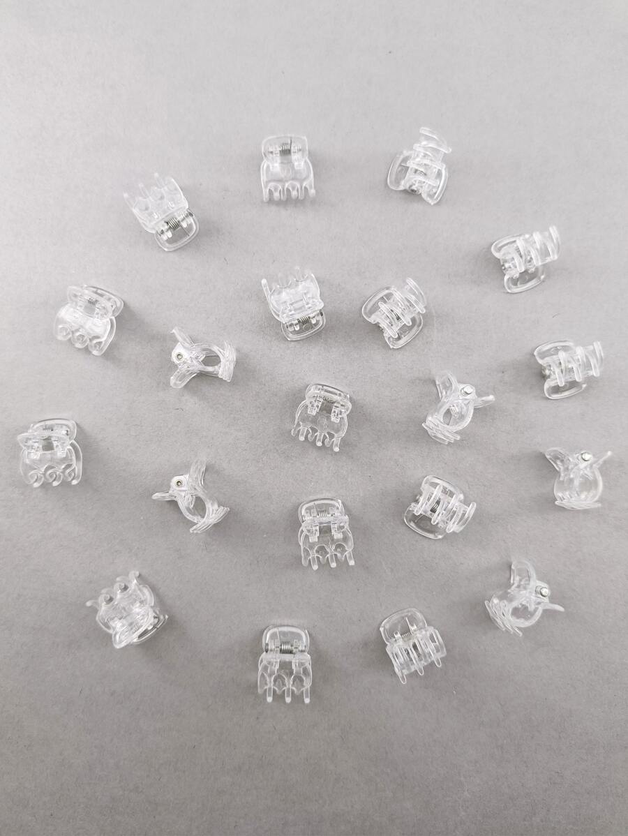 20pcs/Pack Women's Practical Solid Color Small Plastic Hair Claw Clips (1.5cm), Suitable For Daily Use Casual Hair Jaw Clip Hair Clamps Hair Clutch Hair Catcher Clip, School Stuff, College Fall Winter Hair Clip Hair Accessories For Women For Vacation Outfits Woman - Clear - View 1