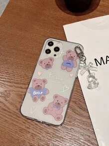 Hộp đựng điện thoại trong suốt hình gấu hoạt hình với mặt dây chuyền hình gấu - Nhiều màu - Xem 4