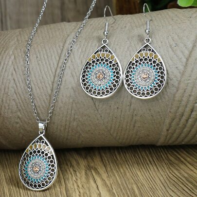 TopHanqi 3 cái Rỗng ra Bộ trang sức trang trí hình giọt nước