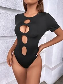 Body con abertura escalonada - Negro - Ver 5