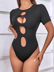 Body con abertura escalonada - Negro - Ver 6