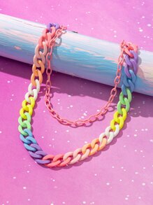 1pc Multi-Layered Colorful Y2K-Style Acrylic Lady Pants Chain - Multicolor - View 8