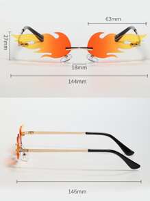 1 para okularów gradientowych w kształcie płomienia, tęczowych, bezramkowych, modnych, odpowiednich na festiwale muzyczne, karnawały, imprezy, unisex, gradientowe zielone, niebieskie, czerwone, walentynki, akrylowe okulary gradientowe w stylu Y2K - Ombre - Zobacz 7