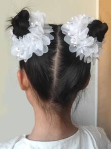 2入組女孩可愛白色編織珠子百花頭箍,適合日常穿著、度假或節日 - 白色 - 查看 4