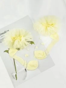 小女童網紗邊襪子 - 黃色 - 查看 2