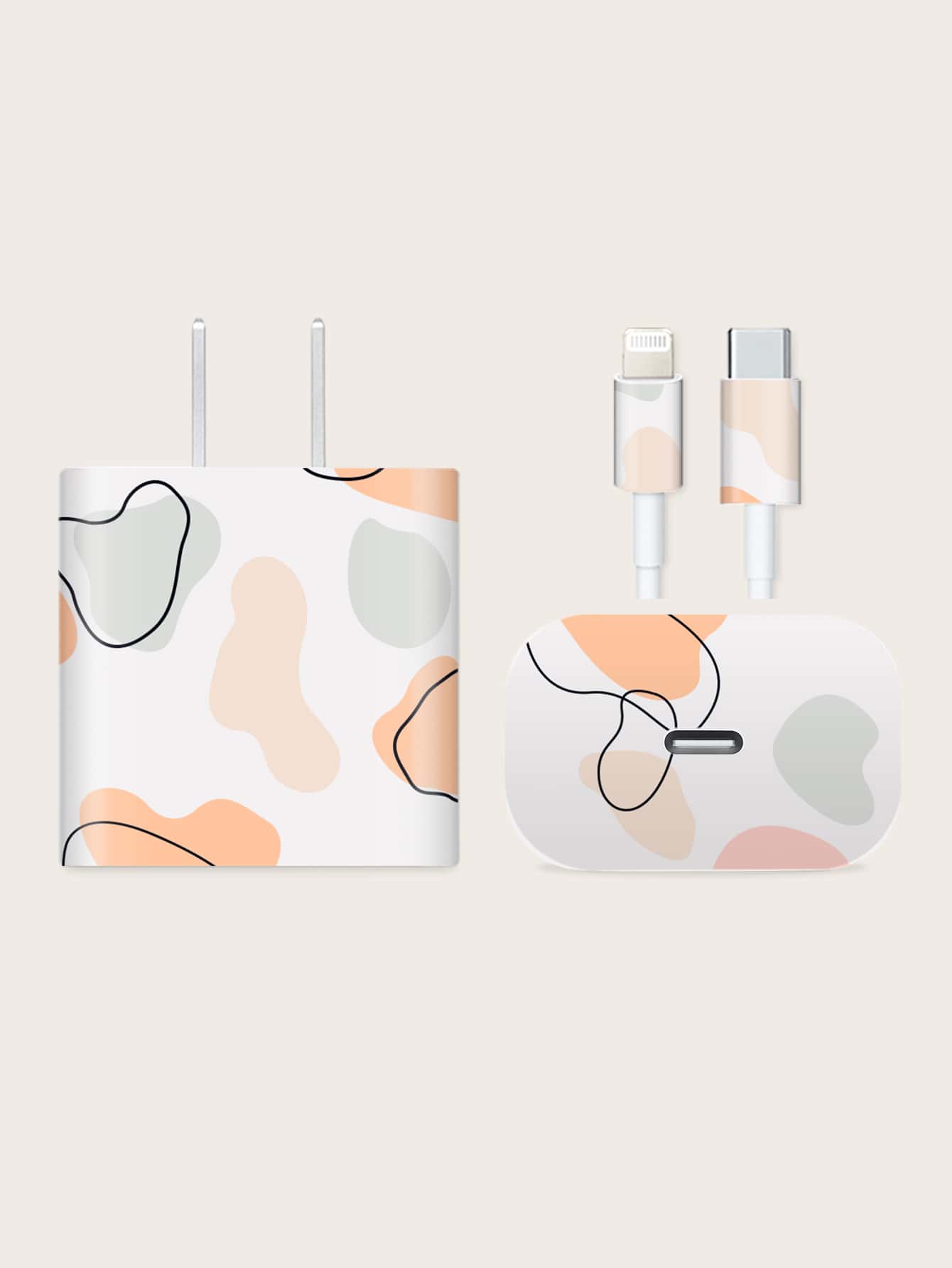 2張撞色貼紙適用於蘋果充電頭 - 彩色 - 查看 1