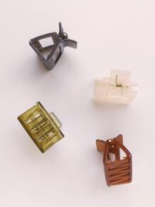 4pcs Mini Casual Versatile Jelly Color Hair Claw Clips, Sweet & Cute, 1.6 Inch Square Small Hair Claws For Ponytail Fall Winter Hair Clip Hair Accessories For Women For Vacation Outfits Woman - Multicolor - View 3