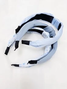 3pcs/Set Ladies' Sweet Campus Style Floral & Solid Color Fabric Hairbands - Pink/Blue/Green, Suitable For Daily Wear Casual Pink Accessories,Hairband,Hair Hoop Headbands