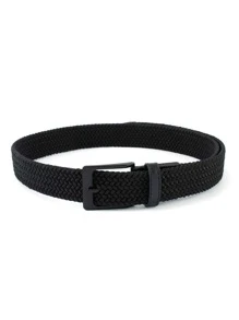 Men Square Buckle Woven Belt Boho - Black - View 2