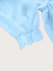 SHEIN MOD Plus Square Neck Puff Sleeve Dress - Baby Blue - View 4