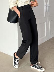 DAZY Pantaloni eleganți pentru femei cu buzunar oblic și solide