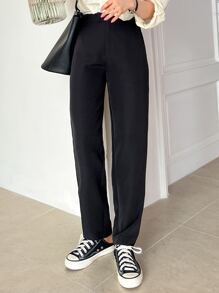 DAZY Pantaloni eleganți pentru femei cu buzunar oblic și solide