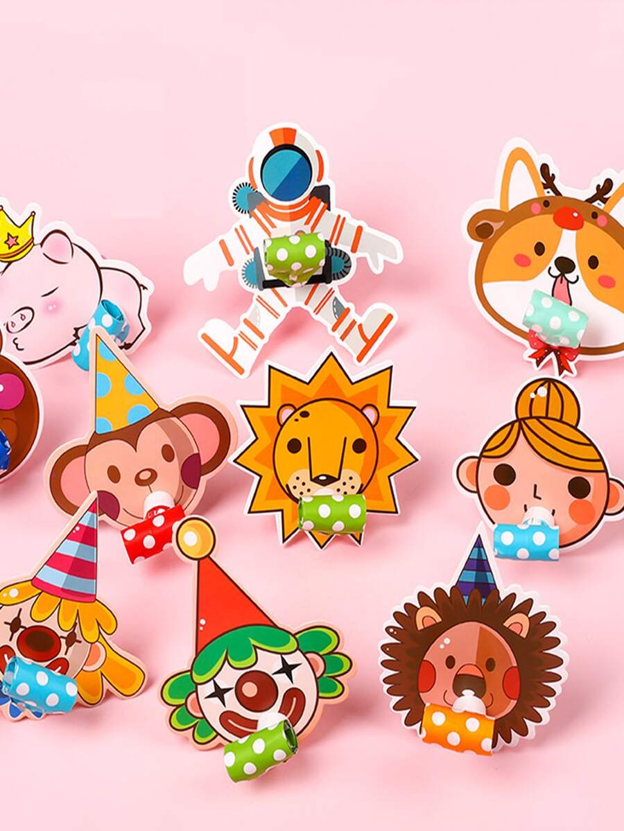 10入組卡通動物裝飾派對 - 彩色 - 查看 1