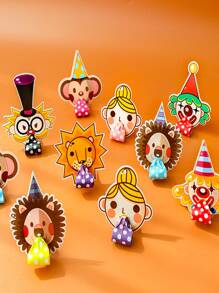 10入組卡通動物裝飾派對 - 彩色 - 查看 2
