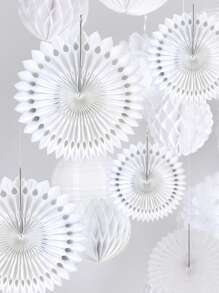 3 pezzi/6 pezzi/12 pezzi Fiori a ventaglio di carta bianchi, rossi, vuoti per decorazioni, serie blu oceano e rosa per feste di compleanno, matrimoni, decorazioni appese con corde, sfondo da parete