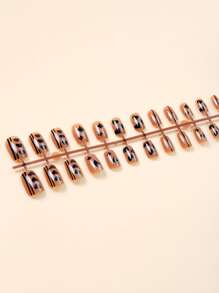 24 件心形印花假指甲、1 片胶带和 1 个指甲锉按压式指甲美甲用品指甲 - 彩色 - 查看 5