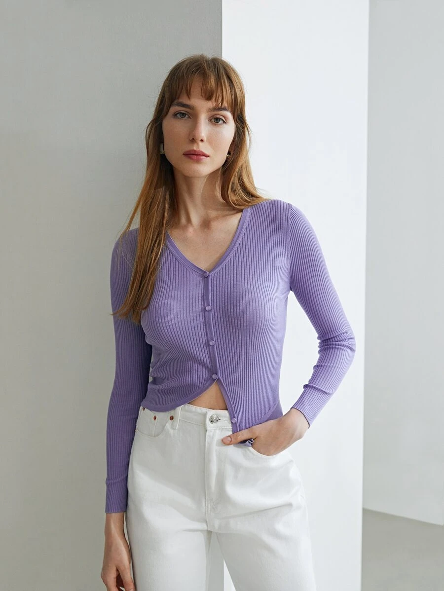 MOTF PREMIUM 100% SILK CROPPED CARDIGAN - Lilac Purple - View 1