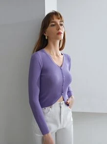 MOTF PREMIUM 100% SILK CROPPED CARDIGAN - Lilac Purple - View 4