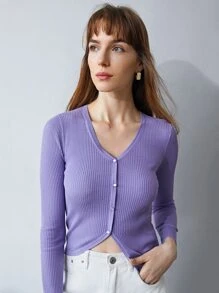 MOTF PREMIUM 100% SILK CROPPED CARDIGAN - Lilac Purple - View 7
