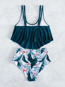 SHEIN Swim Hanky Hem Random Tropical Bikini Set Summer Beach - Multicolor - View 2