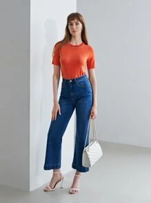 MOTF PREMIUM 100% SILK RHINESTONE KNIT TOP - Orange - View 7