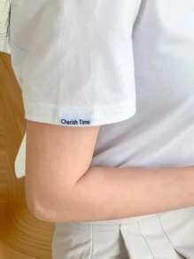 DAZY 圓領純色t恤 - 白色 - 查看 6