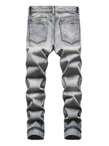 Nam Quần jean Bông Rách Túi nghiêng - Rửa nhẹ - Xem 2