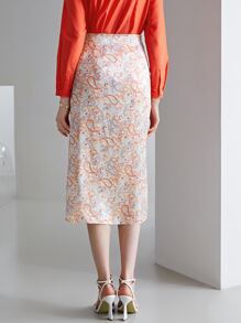 MOTF PREMIUM 100% SILK PAISLEY PRINT WRAP SKIRT - Multicolor - View 2