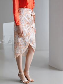 MOTF PREMIUM 100% SILK PAISLEY PRINT WRAP SKIRT - Multicolor - View 5