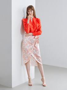 MOTF PREMIUM 100% SILK PAISLEY PRINT WRAP SKIRT - Multicolor - View 6