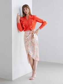 MOTF PREMIUM 100% SILK PAISLEY PRINT WRAP SKIRT - Multicolor - View 9