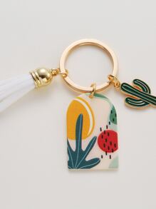 仙人掌和流蘇墜飾鑰匙圈 - 彩色 - 查看 2
