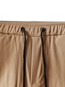 Manfinity Homme Men Flap Pocket Side Drawstring Waist Cargo Trousers - Khaki - View 6
