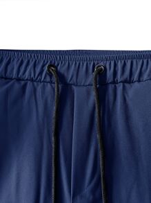Manfinity Hypemode Men Flap Pocket Side Drawstring Waist Cargo Trousers - Navy Blue - View 6