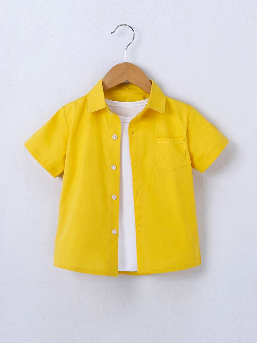 SHEIN Young Boy Toddler Boys Patched Pocket Shirt Without Tee