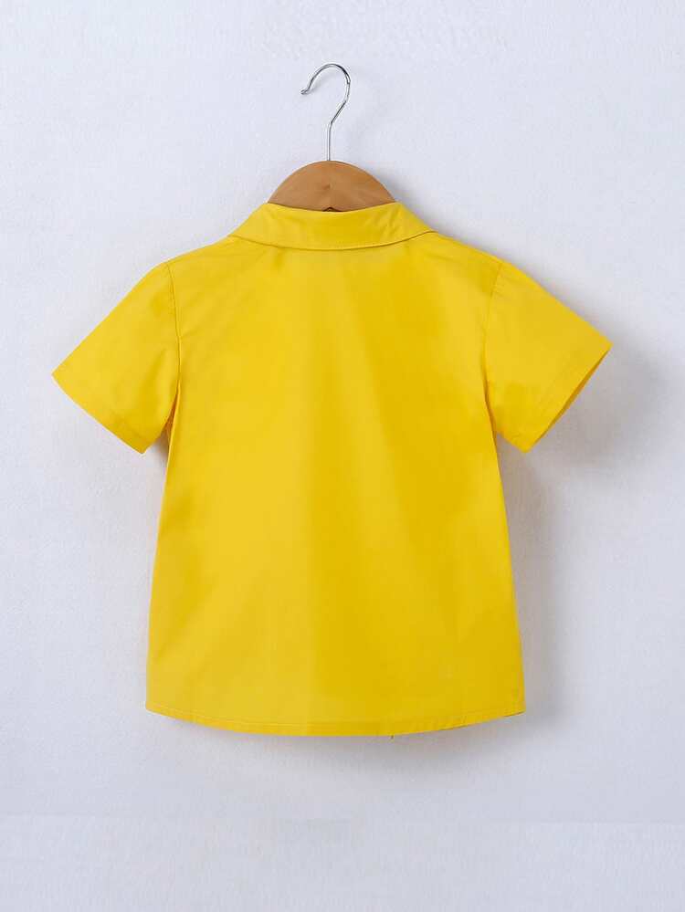 SHEIN Young Boy Toddler Boys Patched Pocket Shirt Without Tee - Yellow - View 2
